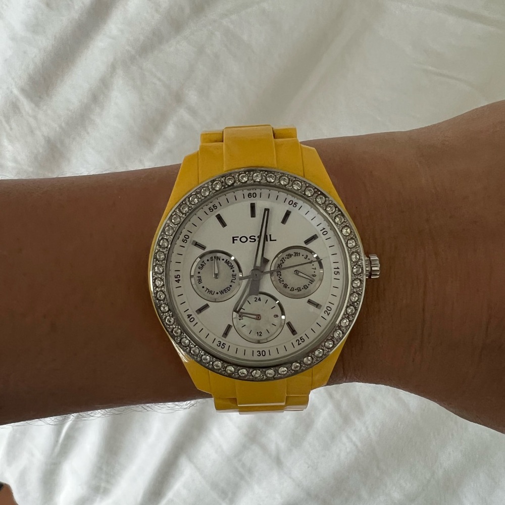 Yellow Fossil Watch